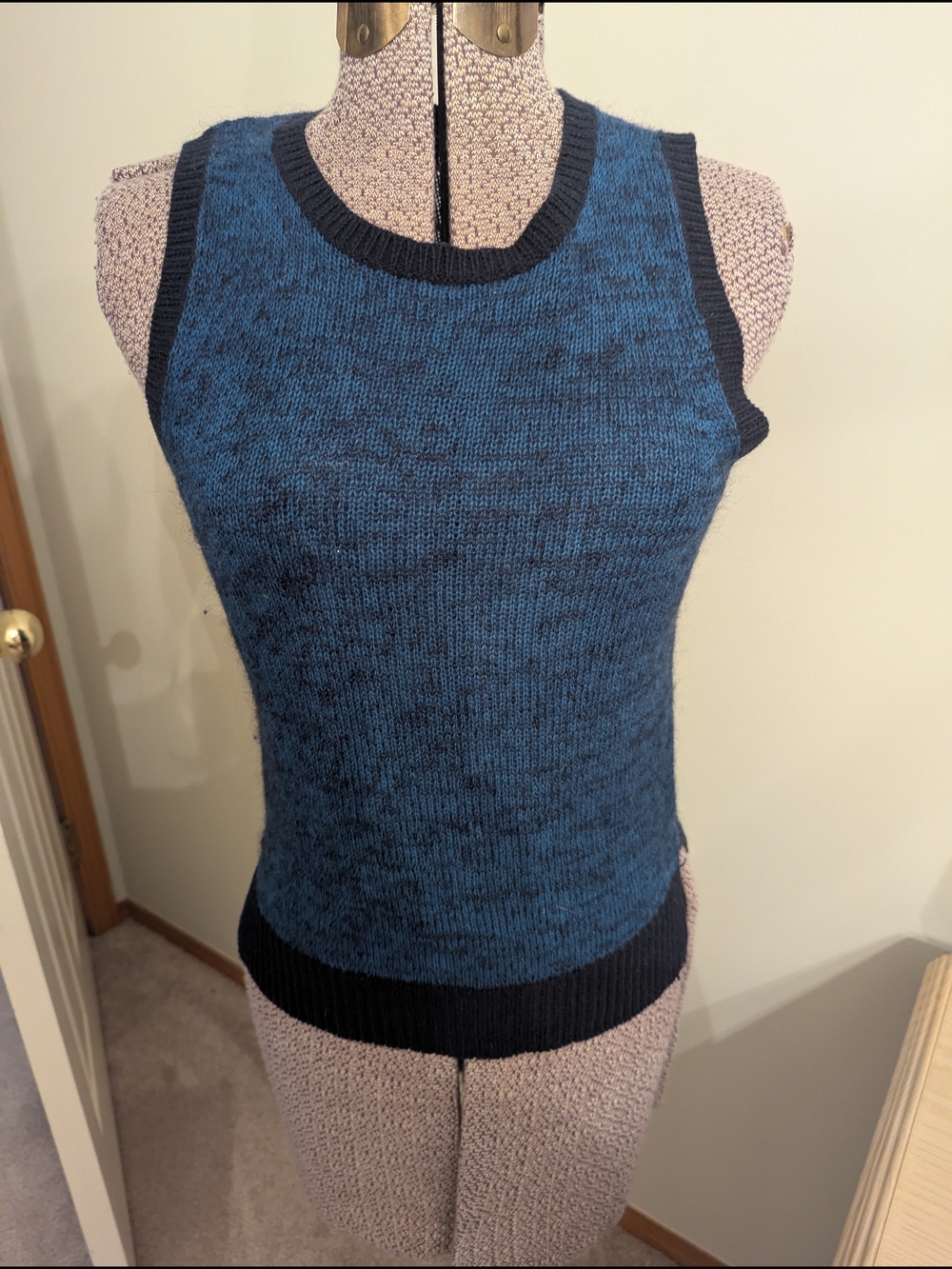 Theory Blue and Black Knit Tank Top